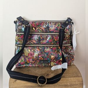 NWT! Sakroots Artist Circle Coated Canvas Basic Crossbody, Rainbow Spirit Desert